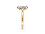 Hidden Halo Engagement Ring Setting for Marquise Center with Thin Rounded Band and Prong Head in Yellow Gold