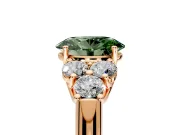 Cluster Engagement Ring Setting for Fancy Green Oval Center with Round Cut Accent Frame and Prong Head in Rose Gold
