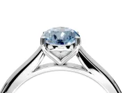 Solitaire Engagement Ring Setting for Fancy Blue Pear-Shaped Center with Narrow Cathedral Band and Prong Head in Sterling Silver