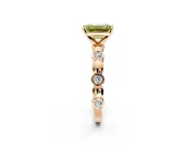 Solitaire Engagement Ring Setting for Fancy Yellow Emerald Cut Center with Beaded Bezel Station Band and Prong Head in Rose Gold