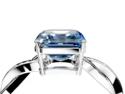 Solitaire Engagement Ring Setting for Fancy Blue Asscher Cut Center with Twisted Pave Band and Prong Head in Sterling Silver