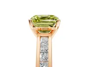 Solitaire Engagement Ring Setting for Fancy Yellow Asscher Cut Center with Princess Cut Channel Band and Prong Head in Rose Gold