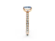 Solitaire Engagement Ring Setting for Fancy Blue Radiant Cut Center with Shared-Prong Accents and Prong Head in Rose Gold
