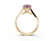 Solitaire Engagement Ring Setting for Fancy Pink Round Cut Center with Cathedral Channel Band and Prong Head in Yellow Gold