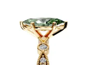 Solitaire Engagement Ring Setting for Fancy Green Marquise Center with Milgrain Bezel Accents and Prong Head in Yellow Gold