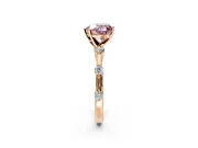 Solitaire Engagement Ring Setting for Fancy Pink Heart-Shaped Center with Bezel Station Band and Prong Head in Rose Gold