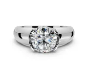 Tension Engagement Ring Setting for Round Cut Center with Wide Flat Band and Tension Head in Sterling Silver