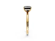 Hidden Halo Engagement Ring Setting for Fancy Black Princess Cut Center with Thin Rounded Band and Prong Head in Yellow Gold