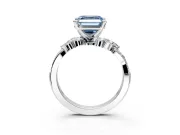 Solitaire Engagement Ring Setting for Fancy Blue Asscher Cut Center with Marquise Accent Twist Band and Prong Head in Platinum