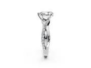 Crossover Engagement Ring Setting for Pear-Shaped Center with Pave and Plain Strands and Prong Head in White Gold