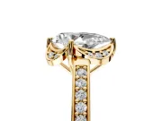 Floral Engagement Ring Setting for Pear-Shaped Center with Four Accent Clusters and Prong Head in Yellow Gold