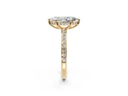 Solitaire Engagement Ring Setting for Marquise Center with Fine Pave Band and Prong Head in Yellow Gold