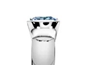 Tension Engagement Ring Setting for Fancy Blue Princess Cut Center with Wide Flat Band and Tension Head in Platinum