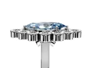 Cluster Halo Engagement Ring Setting for Fancy Blue Marquise Center with Milgrain Bezel Accents and Prong Head in White Gold