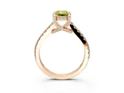 Solitaire Engagement Ring Setting for Fancy Yellow Emerald Cut Center with Widening Pave Band and Claw Prong Head in Rose Gold