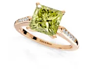 Solitaire Engagement Ring Setting for Fancy Yellow Princess Cut Center with Channel Accents and Prong Head in Rose Gold