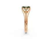 Solitaire Engagement Ring Setting for Fancy Green Emerald Cut Center with Milgrain Cathedral Band and Prong Head in Rose Gold