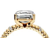 Rope Engagement Ring Setting for Asscher Cut Center with Accent Shoulders and Prong Head in Yellow Gold