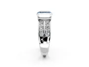 Bezel Engagement Ring Setting for Fancy Blue Asscher Cut Center with Wide Channel-Set Band and Bezel Head in Platinum