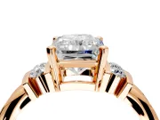 Solitaire Engagement Ring Setting for Radiant Cut Center with Grooved Bar Accent Band and Prong Head in Rose Gold