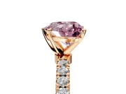 Open Basket Engagement Ring Setting for Fancy Pink Heart-Shaped Center with Pave Band and Prong Head in Rose Gold