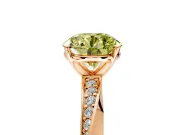 Side Accent Engagement Ring Setting for Fancy Yellow Round Cut Center with Accent Shoulders and Prong Head in Rose Gold