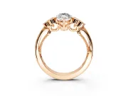 Cluster Engagement Ring Setting for Marquise Center with Bezel Accent Clusters and Prong Head in Rose Gold