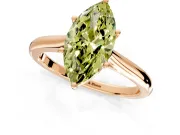 Solitaire Engagement Ring Setting for Fancy Yellow Marquise Center with Narrow Cathedral Band and Prong Head in Rose Gold