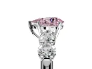 5 Stone Engagement Ring Setting for Fancy Pink Pear-Shaped Center with Graduated Accents and Prong Head in Platinum