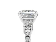 3 Stone Engagement Ring Setting for Princess Cut Center with Round Cut Side Accents and Prong Head in Sterling Silver