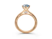 Solitaire Engagement Ring Setting for Fancy Blue Oval Center with Milgrain Cathedral Band and Prong Head in Rose Gold