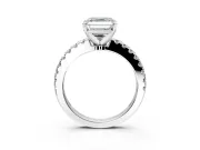 Solitaire Engagement Ring Setting for Asscher Cut Center with Single Row Accent Band and Prong Head in Sterling Silver