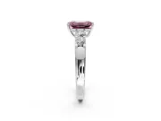 5 Stone Engagement Ring Setting for Fancy Pink Emerald Cut Center with Plain Band and Prong Head in Platinum