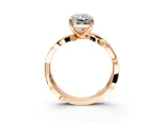 Solitaire Engagement Ring Setting for Radiant Cut Center with Pave and Plain Crossover Band and Prong Head in Rose Gold