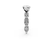Solitaire Engagement Ring Setting for Princess Cut Center with Marquise Panel Band and Prong Head in Sterling Silver