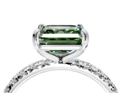 Solitaire Engagement Ring Setting for Fancy Green Asscher Cut Center with Shared-Prong Accents and Prong Head in Platinum