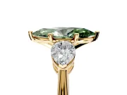 3 Stone Engagement Ring Setting for Fancy Green Marquise Center with Large Pear-Shaped Accents and Prong Head in Yellow Gold