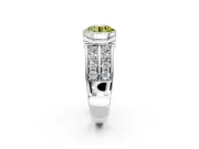 Bezel Engagement Ring Setting for Fancy Yellow Round Cut Center with Wide Channel-Set Band and Bezel Head in Platinum