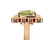 Cluster Halo Engagement Ring Setting for Fancy Yellow Radiant Cut Center with Milgrain Bezel Accents and Prong Head in Rose Gold