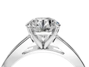 Solitaire Engagement Ring Setting for Round Cut Center with Princess Cut Channel Band and Prong Head in Sterling Silver