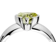 Tension Engagement Ring Setting for Fancy Yellow Heart-Shaped Center with Wide Flat Band and Tension Head in White Gold