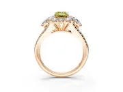 Halo Engagement Ring Setting for Fancy Yellow Emerald Cut Center with Two-Strand Split Shank and Prong Head in Rose Gold