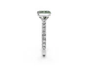 Solitaire Engagement Ring Setting for Fancy Green Radiant Cut Center with Large Accent Band and Prong Head in Platinum