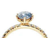 Solitaire Engagement Ring Setting for Fancy Blue Marquise Center with Shared-Prong Accents and Prong Head in Yellow Gold