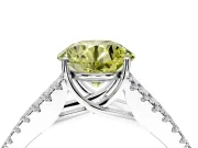 Solitaire Engagement Ring Setting for Fancy Yellow Round Cut Center with Pave Split Shank and Prong Head in Sterling Silver