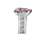 Solitaire Engagement Ring Setting for Fancy Pink Pear-Shaped Center with Channel Band and Double Claw Prong Head in Sterling Silver