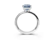 Solitaire Engagement Ring Setting for Fancy Blue Princess Cut Center with Scrollwork Band and Prong Head in Sterling Silver