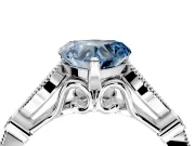 Solitaire Engagement Ring Setting for Fancy Blue Heart-Shaped Center with Marquise and Bezel Accents and Prong Head in White Gold