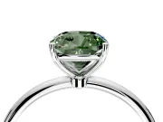 Solitaire Engagement Ring Setting for Fancy Green Cushion Cut Center with Straight Thin Band and Prong Head in Sterling Silver