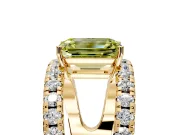 Solitaire Engagement Ring Setting for Fancy Yellow Emerald Cut Center with Wide-Open Split Shank and Prong Head in Yellow Gold